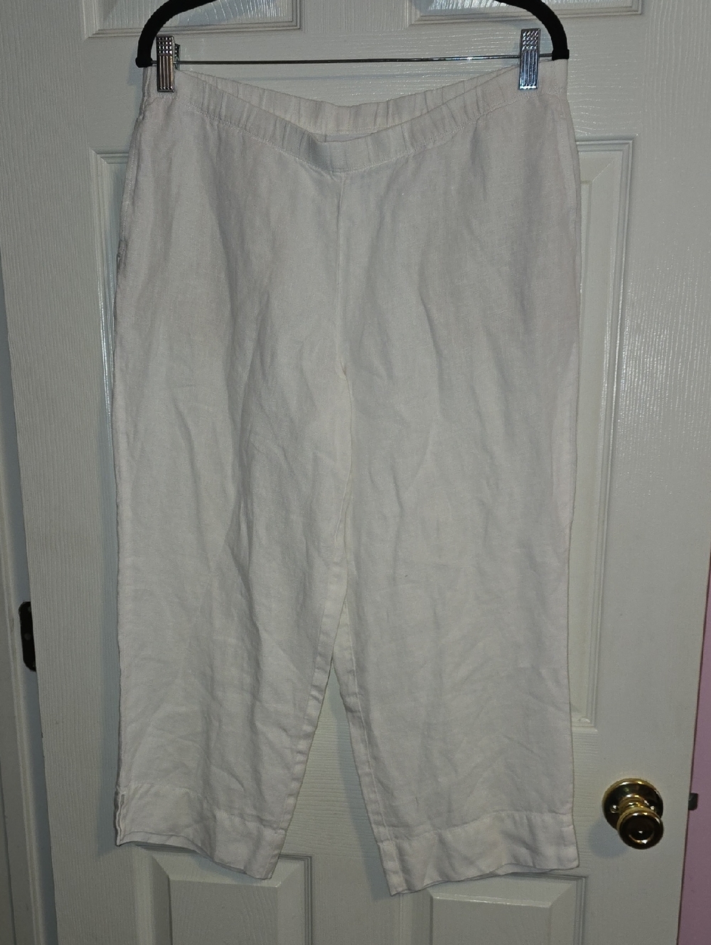 Women's Linen Cropped Pants - White